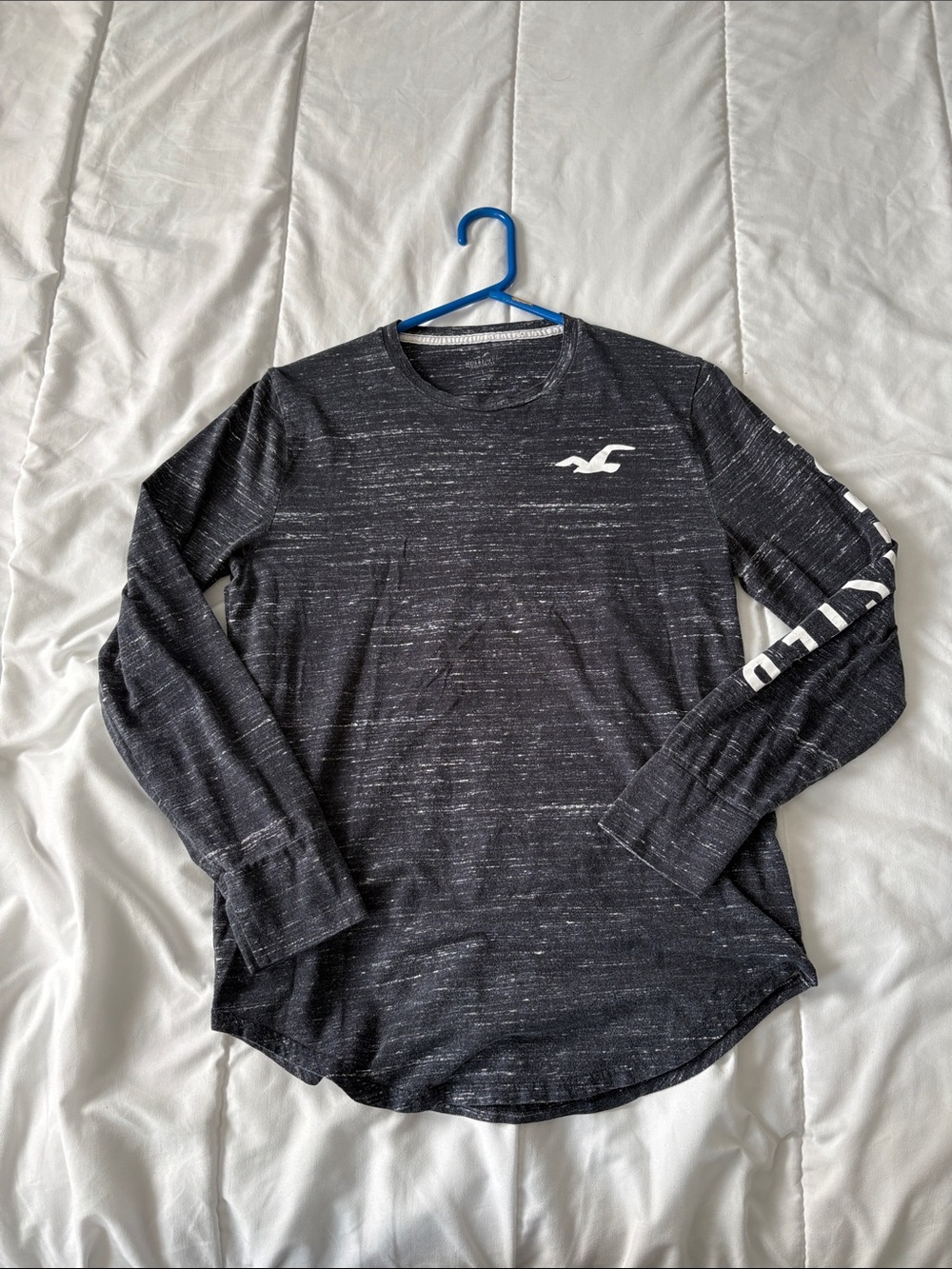 Hollister Black Heathered Long Sleeve Logo Shirt